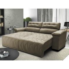 Sofá 2,32m Retrátil e Reclinável com Molas Cama inBox Top Tecido Suede Velusoft Castor