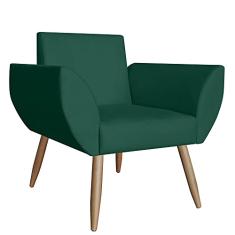Poltrona Decorativa Flora Pés Palito Suede Verde - DS Estofados
