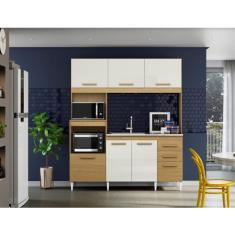 Cozinha Aramoveis 7 Portas 2 Gavetas Camila 2001590 - Atacama com Off White