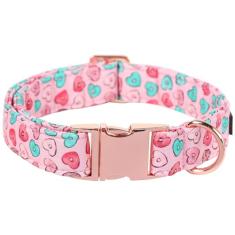 Coleira de cachorro Maca Bates para Dia dos Namorados, confortável, macia, com fivela de metal, ajustável, presente de Dia dos Namorados para cães pequenos, médios e grandes