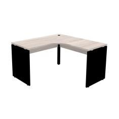 Mesa de Escritório em L Pé Painel PE25 em MDP 125 x 125 x 60 cm Cor Nogueira CasaBlanca e Base Preta