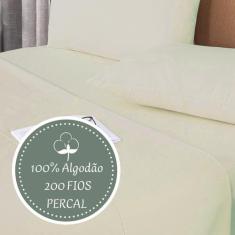 Kit Jogo de Cama King Size Lençol com Fronha Percal 200 fios 100% Algo