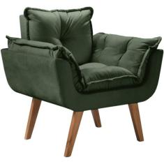Poltrona Opalla Base Palito  01 Lugar Suede - RD Decor, Verde