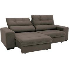 Sofá Retrátil Reclinável 4 Lugares Suede Brunello Linoforte, Marrom Ca