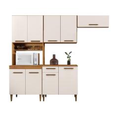 Cozinha Completa 9 Portas Atenas Kaiki Moveis Nature/Off White
