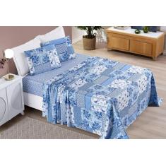 Jogo De Cama Bouti Solteiro 03 Peças Estampado - Bia Enxovais, AzulSer
