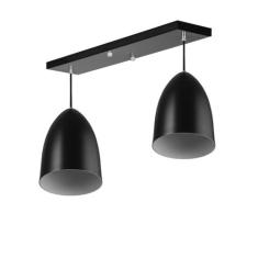 Lustre Pendente Sadan Duplo Base Retangular Preto - MARRYLUZ