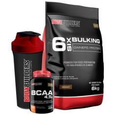Kit Hipercalórico 6 Six Bulking 6kg + BCAA 4,5 100g + Coqueteleira  Bo