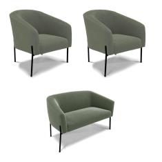 Sofá Namoradeira E 2 Poltronas Pé Ferro Pto Stella Bouclê Menta D03 - D`rossi