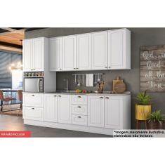 Cozinha Modulada Completa Americana 6 Peças (2Aéreos+2Balcões+1Paneleiro+1Complemento) C5P35 Branco - Henn