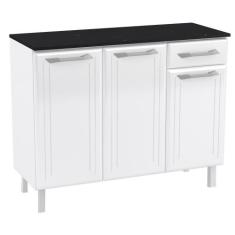 Balcão de Cozinha de Aço Triplo Telasul Topázio Smart C/ Tampo Branco,