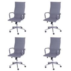 Kit 4 Cadeiras Escritório Presidente Esteirinha Rodízio Relax material
