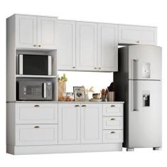 Cozinha Completa Americana 4 Peças com Balcão 120cm Branco - Móveis He