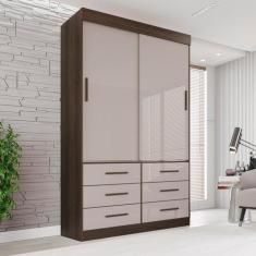 Guarda Roupa Solteiro 2 Portas 6 Gavetas Luana - Sallêto Móveis