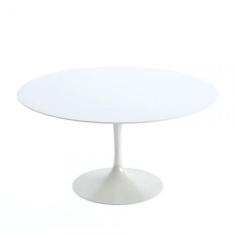 Mesa de Jantar Tulipa Saarinen Redonda 100 cm + Vidro - Laqueada - Per