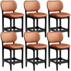 Kit 06 Banquetas Baixa Bar Cozinha E Sala De Jantar Fixa Betta Preto T