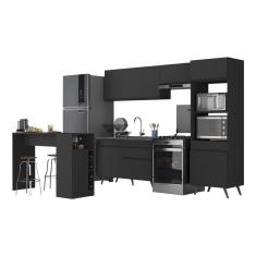 Armário De Cozinha Com Bancada-mesa Gourmet Veneza Multimóveis Mp2174 Preto Preto