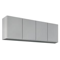 Armário De Cozinha Aéreo 160cm 4 Portas Nevada Cinza Claro - Lumil