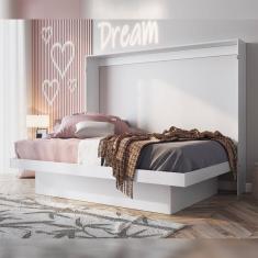 Cama Articulável Horizontal Casal com Estação de Trabalho Latino Branco