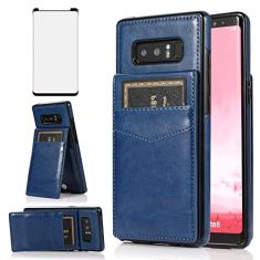 Capa de telefone para Samsung Galaxy Note 8 com protetor de tela de vidro temperado e suporte para cartão de crédito capa carteira suporte acessórios de celular de couro Glaxay Note8 Not S8 Galaxies