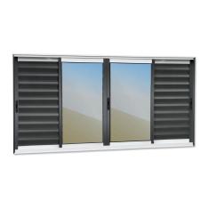 Veneziana Elite 6 Folhas Moveis 120 X 240 Vidro Reflex Mix Preto