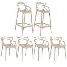 4 Cadeiras + 2 Banquetas Altas Masters Allegra Nude