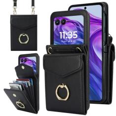 Asuwish Capa de celular para Motorola Razr Plus 2024/Moto Razr 50 Ultra carteira com anel de bloqueio de RFID, alça de pulso transversal, porta-cartão de crédito, bolsa para celular RazrPlus Plus2024