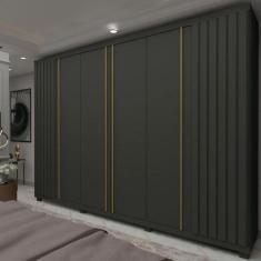 Guarda Roupa Casal com Pés 6 Portas 4 Gavetas Ripado Absolut New Geliu