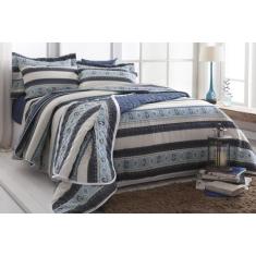Jogo De Cama Casal Caleb Sultan 140 Fios Azul 4 Peças