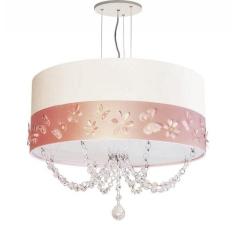 Lustre Infantil Pendente Faixa Flores E Borboletas Branco 30 - Tom luz