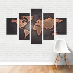Quadros Mapa  Mapa Mundi Mundo Em Canvas  P