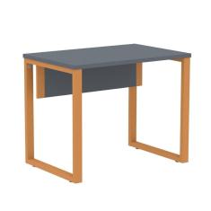 Mesa Escritório P25 TUB Pandin 90 cm (Larg) Tampo MDP Grafito Pé Aço Tubular Laranja