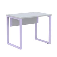 Mesa Escritório P25 TUB Pandin 90 cm (Larg) Tampo MDP Cinza Pé Aço Tubular Lilás