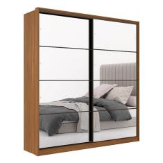 Guarda Roupa Casal Belga 2 Portas em Espelho Amendola Grafito Flex - Demartêz