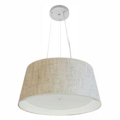 Lustre Pendente Cone Md-4144 Cúpula Forrada em Tecido 25x50x40cm Rustico Bege / Branco - Bivolt