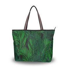 Bolsa de ombro feminina My Daily com folhas de palmeira tropicais, Multi, Large