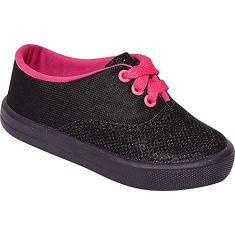 Tênis Infantil Menina Cadarço Preto e Pink