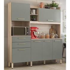 Kit Cozinha Compacta 06 Portas 02 Gavetas Select Avena Menta Demóbile 