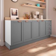 Cozinha Modulada 2 Peças com Tampo 2 Balcões Arizona Cabecasa Madeiramadeira Branco/cinza