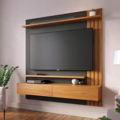 Painel para TV até 65 Polegadas 02 Portas Basculantes 02 Prateleiras Juriti