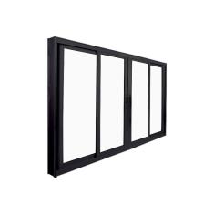 Janela de Correr Abertura Central Premium 4 Folhas Vidro Liso 100x150cm CRV Portas e Janelas Preto