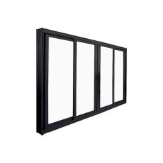 Janela de Correr Abertura Central Premium 4 Folhas Vidro Liso 100x150cm CRV Portas e Janelas Preto