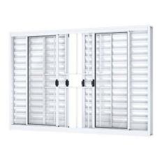 Janela de Alumínio Veneziana de Correr Central Com Grade 6 Folhas 100x200cm Riobras Preto