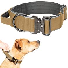Coleira tática para cães Leashboss – Coleira para cães com alça ajustável militar K9 resistente com fivela de liberação rápida e alça - para treinamento