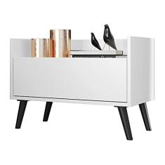 Mesa de Cabeceira 60 cm c/Pés Retrô Multimóveis Branca/preta