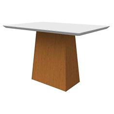 Mesa de Jantar Para 4 Lugares Tampo De Madeira Com Vidro Bárbara 1,20m Ype Off White New Ceval