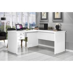 Mesa Escrivaninha para computador em  L Taurus - Branco - JA Móveis
