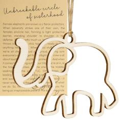 Enfeite de elefante da amizade, enfeite de Natal de madeira com história | Ornamento de elefante de irmandade para tribo feminina, presentes de amizade para melhores amigas e irmãs, ornamento para