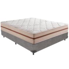 Cama Box Cinza e Colchão Classic 26 cm Molas ensacadas Casal Anjos