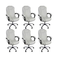 Kit 6 Cadeiras De Escritório Presidente Reclinável Ajustável